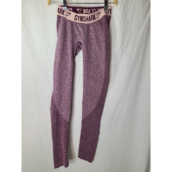 Gymshark Flex Mid Rise Waist Spellout Leggings Claret Marl Pink Size Small - Picture 1 of 5